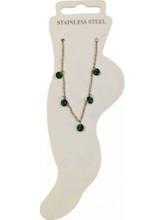 Kostibas Fashion Gold Plated Steel Anklet Chain Green
