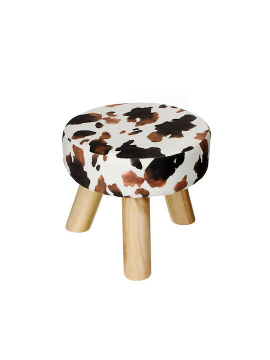 Decorative velvet stool with a diameter of 30cm for maximum weight up to 100kg White - Brown