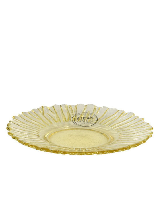Kaemingk Plate Shallow Glass Yellow with Diamet...