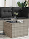 Sitting Room Outdoor Free Standing Table with Glass Surface and Rattan Frame Natural 55x55x37cm