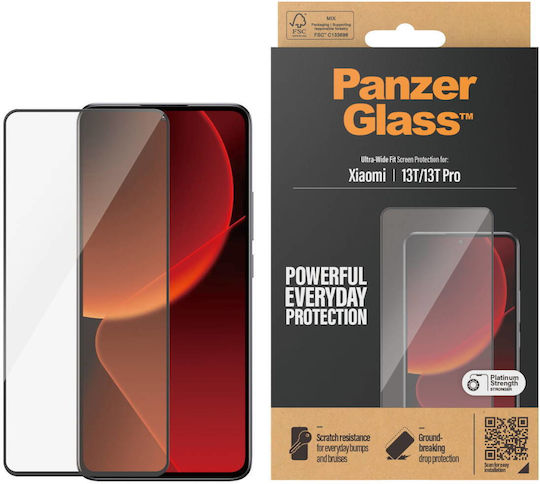 5D Antibacterian Full Face Tempered Glass Negru (Xiaomi 13T / 13T Pro)