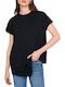 Ale - The Non Usual Casual Women's Summer Blouse Cotton Short Sleeve Black