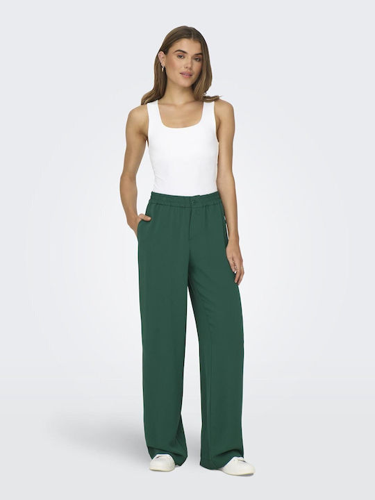 Only Women's Fabric Trousers with Elastic Green