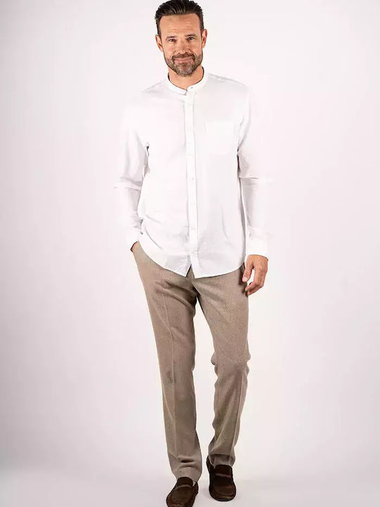 Pre End Men's Shirt Long Sleeve Linen White