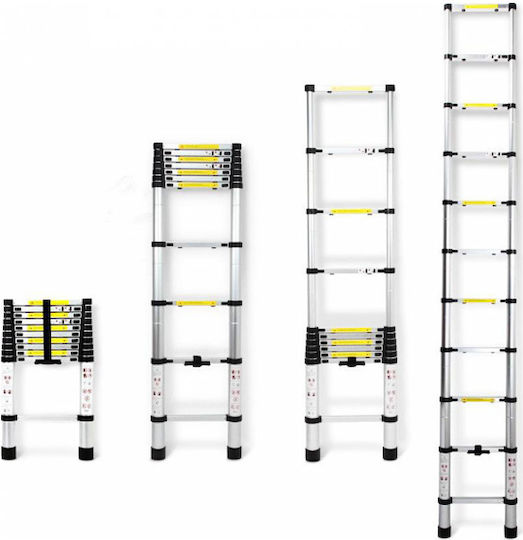 Telescopic Ladder Aluminum 13 of Steps with Maximum Height 3.8m 13 steps t02115416