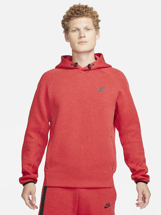 Nike Sportswear Tech Ανδρικό Φούτερ με Κουκούλα Red/black