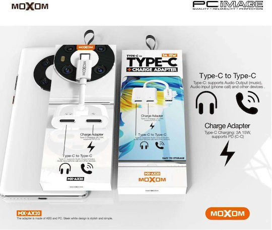 Moxom USB-C Männlich Zu USB-C 2x Weiblich Weiß 1Stück