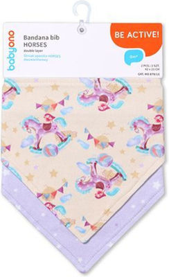 Babyono Bandana from 100% Cotton with Button Purple 2pcs