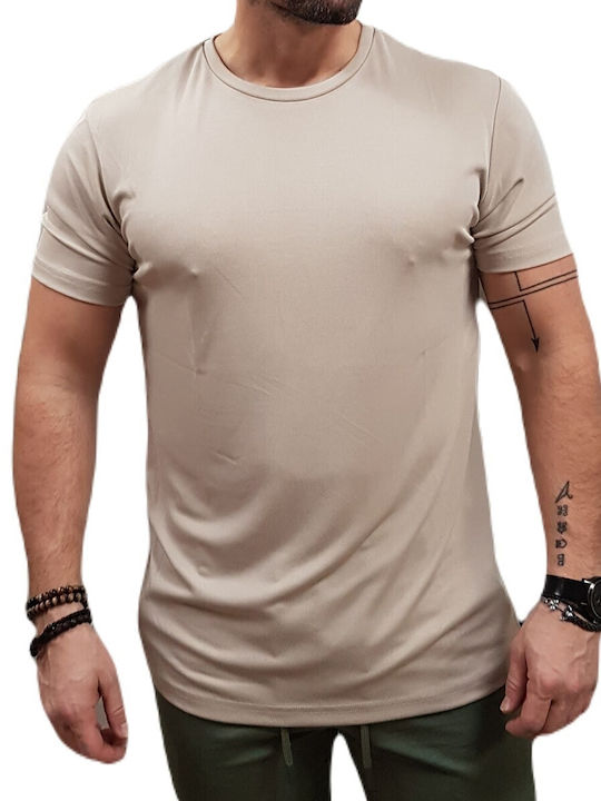 Vittorio Artist T-shirt Bărbătesc cu Mânecă Scurtă Bej