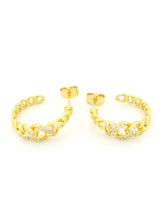 4You Jewels Earrings Hoops made of Silver Gold Plated with Stones