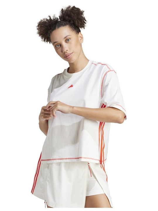 Adidas Dance Femeie Sport Supradimensionat Tricou Alb