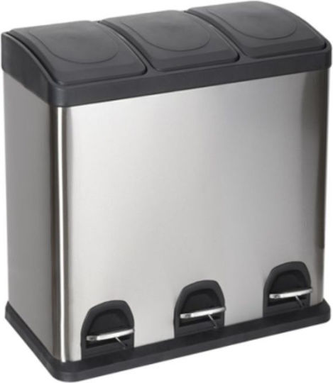 Vesta Vesta Recycling Waste Bin from Inox Steel with Pedal Silver 45lt