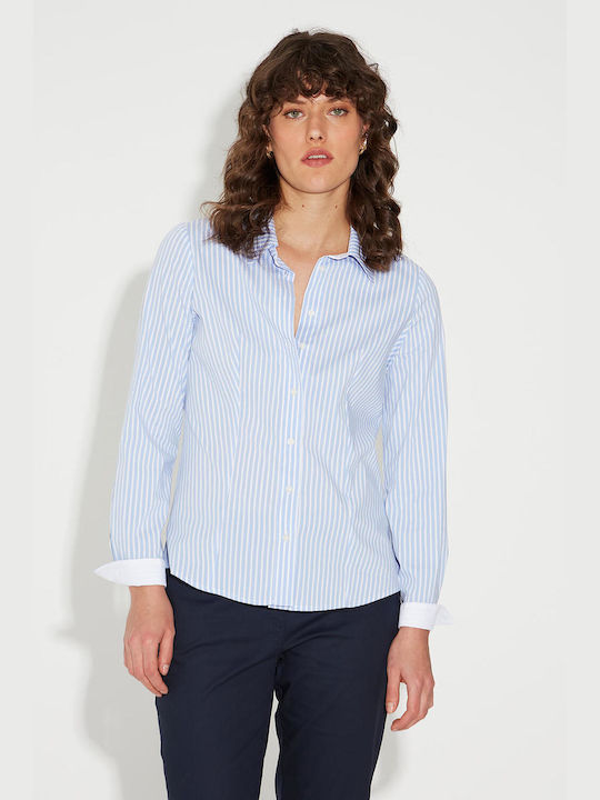 Bill Cost Women's Striped Long Sleeve Shirt Light Blue