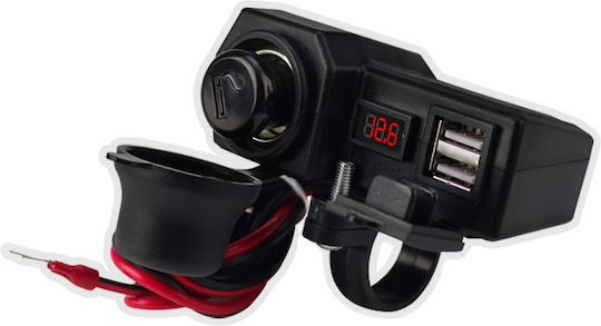 Motowolf Încărcător pentru Motocicletă de Încărcare Rapidă cu Porturi: 2xUSB & 1xBriquet cu Voltmetru