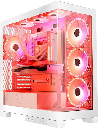 Modecom Volcano Space Apex ARGB Геймърско Midi Tower Компютърна Кутия с Страничен Прозорец Бяла