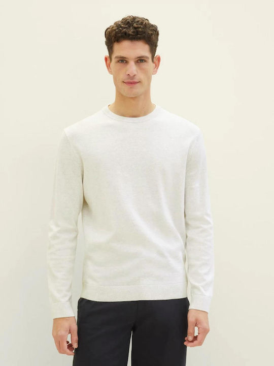Tom Tailor Herren Langarm-Pullover Weiß