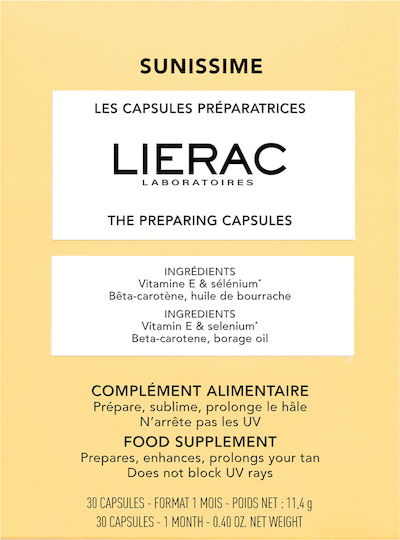 Lierac Sunissime Pregătire Bronzing Supliment Alimentar Cu Vitamina E și Seleniu 30 Capsule