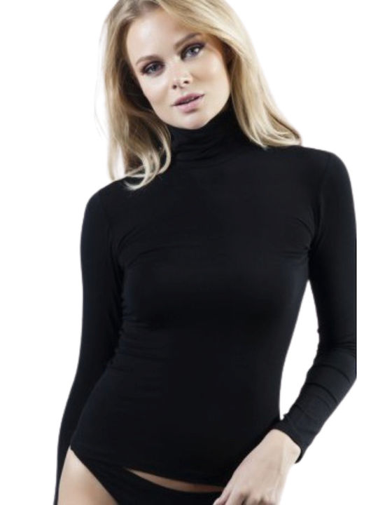 Vero by Aslanis Women's Long Sleeve Turtleneck T-Shirt Black