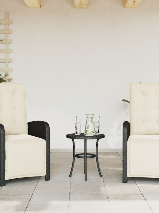 Bistro Garden & Outdoor Furniture Set for Small Outdoor Spaces 3 Pieces Black with Pillows