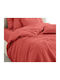 MayHome Bettwäsche-Set King Size mit Gummiband 180x200+30cm. Monochrome Peach 4Stück