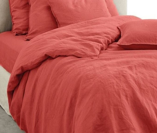 MayHome Sheet Sets King Size with Elastic 180x200+30cm. Monochrome Peach 4pcs