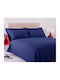 MayHome Σετ Σεντόνια Υπέρδιπλα με Λάστιχο 160x200+30εκ. Μονόχρωμα Μπλε Navy (4τμχ)