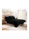 MayHome Duvet Set Single 160x240cm Black Velvet-Black Metal 2pcs 350 GSMGsm