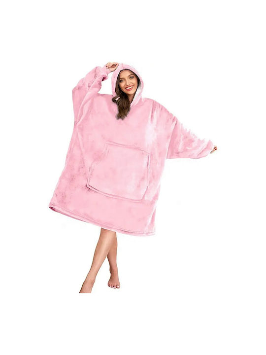 Oxford Home Velvet Blanket with Sleeves 90x100cm Pink