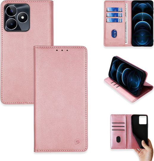 Sonique Vintage Magnet Wallet Δερματίνης / Πλαστικό / Σιλικόνης Ροζ Χρυσό (Realme C51 / Realme C53)