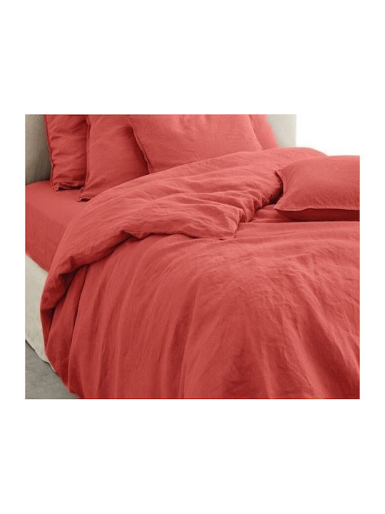 MayHome Duvet Cover Set Cotton Double with 2 Pillowcases 200x240 Coral