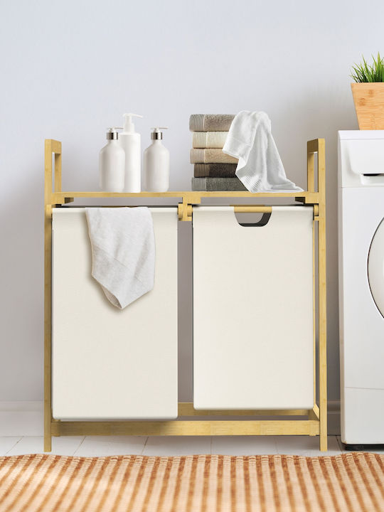 ML-Design Laundry Basket Wooden Folding 63x33x73cm Beige