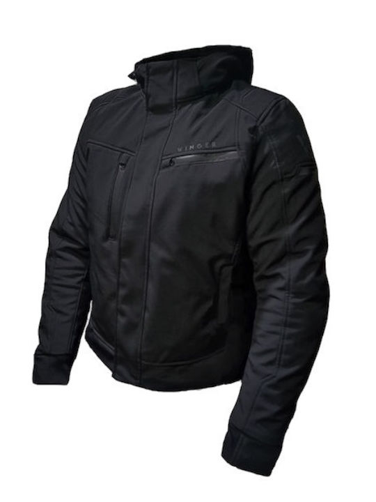 Winger Winter Herren Motorradjacke Softshell Schwarz