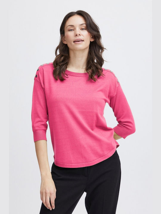 Fransa Women's Long Sleeve Pullover Pink
