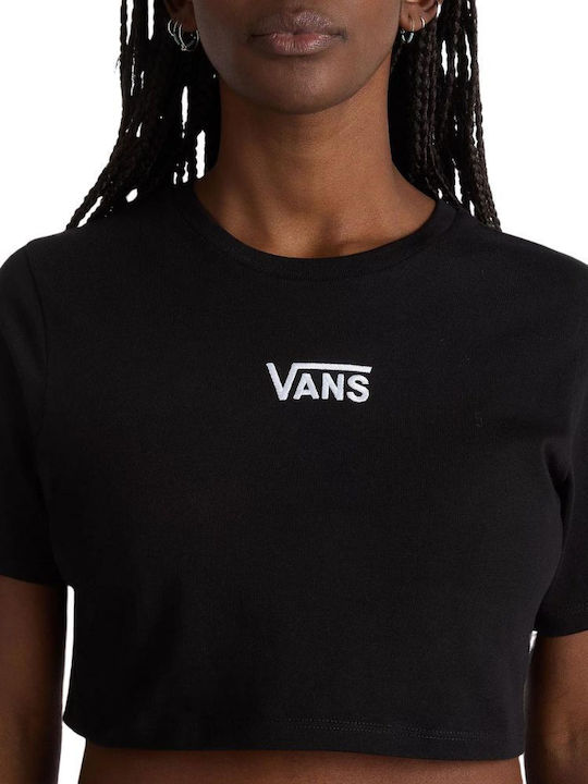 Vans Flying Γυναικείο Crop T-shirt με V Λαιμόκοψη Μαύρο