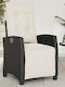 Outdoor Chair Rattan Black with Cushion 1pcs 57x66x93cm.