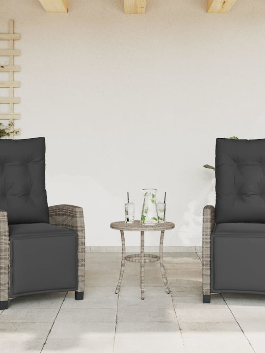Καρέκλα Εξωτερικού Χώρου Rattan Γκρι με Μαξιλάρι 2τμχ 57x66x93εκ.