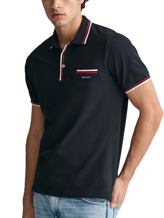 Gant Polo Μπλούζα Κοντομάνικη Μαύρη