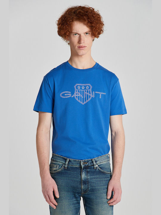 Gant Herren T-Shirt Kurzarm Blau