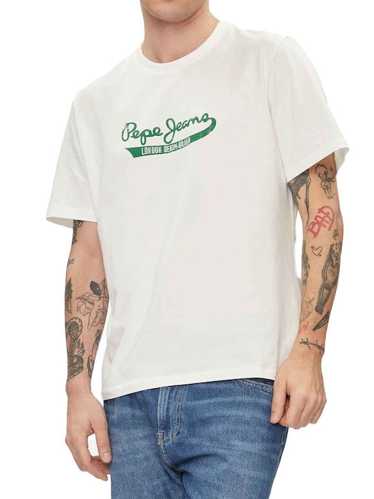 Pepe Jeans T-shirt Bărbătesc cu Mânecă Scurtă Ecru