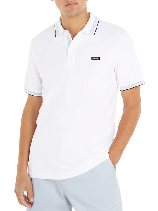 Calvin Klein Bluza Bărbătească cu Mânecă Scurtă Polo White