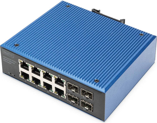 Digitus Unmanaged L2 Switch with 8 Gigabit (1Gbps) Ethernet Ports and 4 SFP Ports