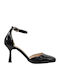 Patent Leather Black Heels with Strap