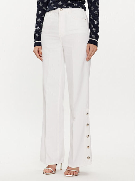 Guess Women's Jean Trousers in Palazzo Fit WHITE