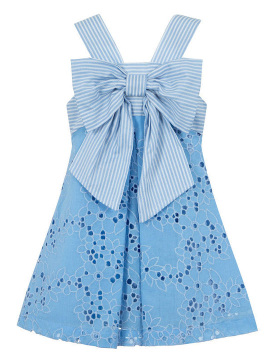 Kinderkleid Ärmellos Gestreift Light Blue