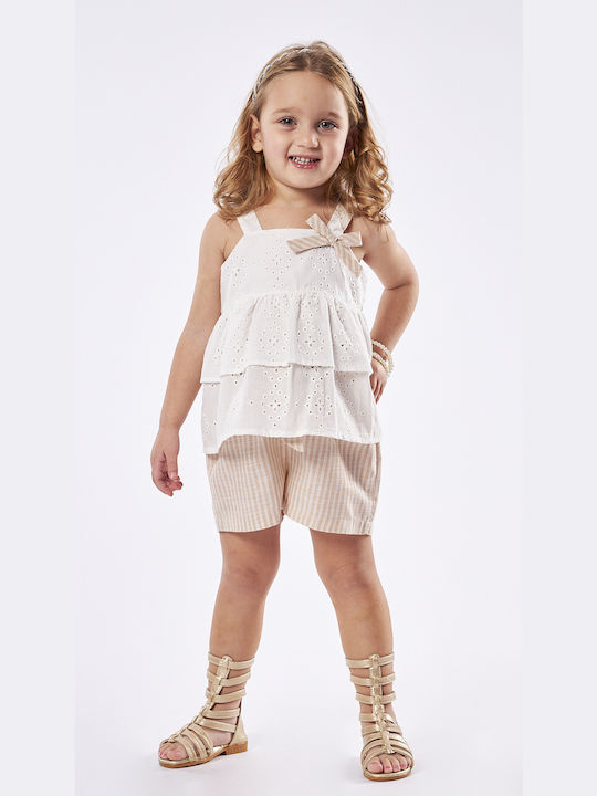 Εβίτα Kids Set with Shorts Summer 2pcs beige Μπλουζάκι