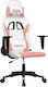 vidaXL 3143696 Scaun Gaming Din piele ecologică cu Brațe Reglabile White / Pink