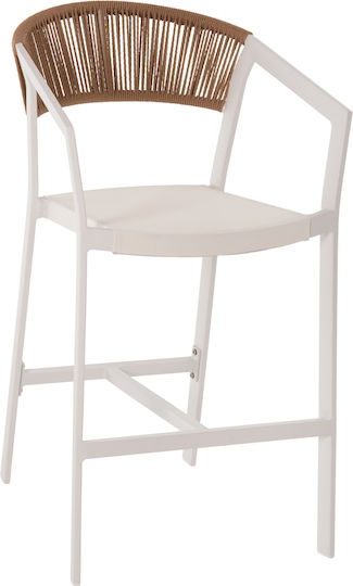 Garden Bar Stool for Outdoor Use Made of Aluminum White 57x57x99.5cm