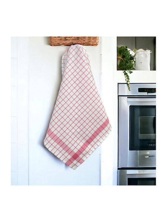 Linea Home Grid Πετσέτα Κουζίνας σε Ροζ Χρώμα 50x70cm