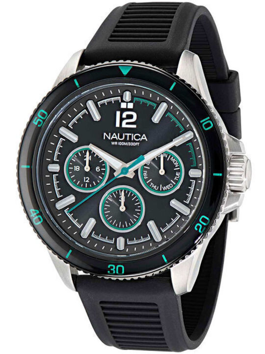 Nautica Ανδρικό Ρολόι 46mm Μπαταρίας με Μαύρο Κ...