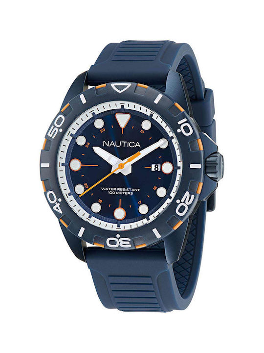 Nautica Watch Battery with Blue Rubber Strap